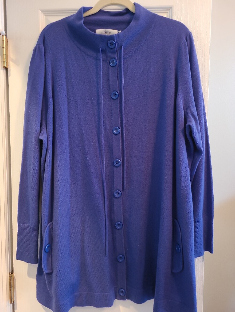 THEME Women's SZ 3X, Button-Front Knit Cardigan/Jacket,Drawstring Neck